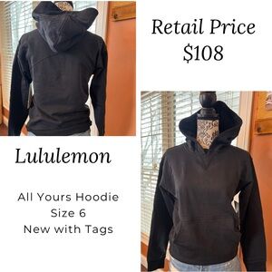 Lululemon All Yours Hoodie – Black – Size 6 – New With Tags